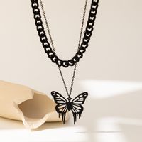 Stainless Steel Streetwear Layered Plating Butterfly Layered Necklaces sku image 1