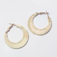 1 Pair Vacation Roman Style Round Frill Hollow Out Straw Earrings main image 5