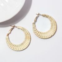 1 Pair Vacation Roman Style Round Frill Hollow Out Straw Earrings main image 6