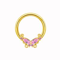 Hawaiian Sun Butterfly Stainless Steel Copper Plating Hollow Out Inlay Rhinestones Zircon White Gold Plated Gold Plated Chest Ring main image 8