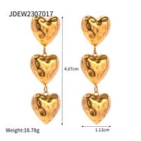 1 Pair Ig Style Heart Shape Plating Pleated Stainless Steel 18k Gold Plated Drop Earrings sku image 1