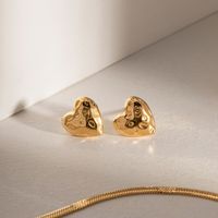 1 Pair Ig Style Heart Shape Plating Stainless Steel 18k Gold Plated Ear Studs main image 5