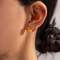 1 Pair Ig Style Heart Shape Plating Stainless Steel 18k Gold Plated Ear Studs main image 3