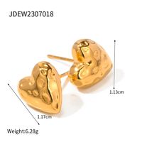 1 Par Estilo Ig Forma De Corazón Enchapado Acero Inoxidable Chapado En Oro De 18 Quilates. Pendientes sku image 1