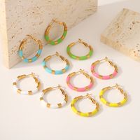 1 Pair Modern Style Color Block Polishing Epoxy Plating 304 Stainless Steel Earrings main image 1