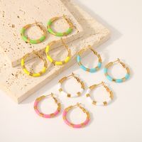 1 Pair Modern Style Color Block Polishing Epoxy Plating 304 Stainless Steel Earrings main image 6