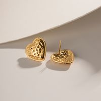 1 Pair Ig Style Heart Shape Plating Stainless Steel 18k Gold Plated Ear Studs main image 5