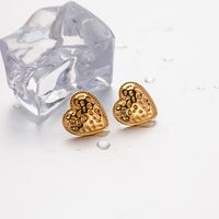 1 Paire Style Ig Forme De Cœur Placage Acier Inoxydable Plaqué Or 18k Boucles D'oreilles main image 1