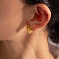 1 Paire Style Ig Forme De Cœur Placage Acier Inoxydable Plaqué Or 18k Boucles D'oreilles main image 2