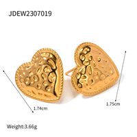 1 Pair Ig Style Heart Shape Plating Stainless Steel 18k Gold Plated Ear Studs sku image 1