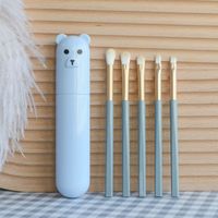 Cute Arylic Artificial Fiber Aluminum Tube Makeup Brushes 5 Pieces Set main image 4