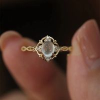 Simple Style Oval Copper Plating Inlay Opal Open Rings main image 1