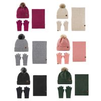 Women's Elegant Solid Color Wool Blend Scarf Hat Gloves 1 Set main image 3