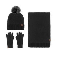 Women's Elegant Solid Color Wool Blend Scarf Hat Gloves 1 Set sku image 2