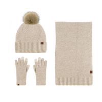 Women's Elegant Solid Color Wool Blend Scarf Hat Gloves 1 Set sku image 5