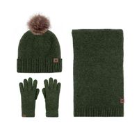 Women's Elegant Solid Color Wool Blend Scarf Hat Gloves 1 Set sku image 1
