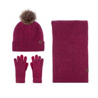 Women's Elegant Solid Color Wool Blend Scarf Hat Gloves 1 Set sku image 3