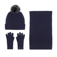 Women's Elegant Solid Color Wool Blend Scarf Hat Gloves 1 Set sku image 7