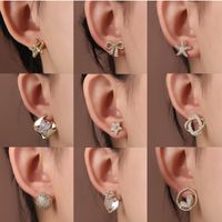 1 Pair Elegant Lady Star Heart Shape Butterfly Plating Inlay Copper Artificial Diamond Ear Studs main image 1