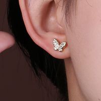1 Pair Elegant Lady Star Heart Shape Butterfly Plating Inlay Copper Artificial Diamond Ear Studs sku image 5