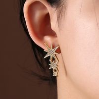 1 Pair Elegant Lady Star Heart Shape Butterfly Plating Inlay Copper Artificial Diamond Ear Studs sku image 34