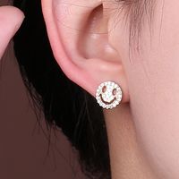 1 Pair Elegant Lady Star Heart Shape Butterfly Plating Inlay Copper Artificial Diamond Ear Studs sku image 16