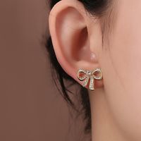 1 Pair Elegant Lady Star Heart Shape Butterfly Plating Inlay Copper Artificial Diamond Ear Studs sku image 37