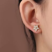 1 Pair Elegant Lady Star Heart Shape Butterfly Plating Inlay Copper Artificial Diamond Ear Studs sku image 15