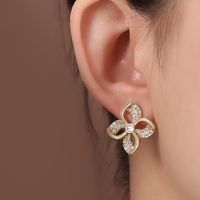 1 Pair Elegant Lady Star Heart Shape Butterfly Plating Inlay Copper Artificial Diamond Ear Studs sku image 30