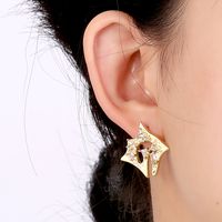 1 Pair Elegant Lady Star Heart Shape Butterfly Plating Inlay Copper Artificial Diamond Ear Studs sku image 31