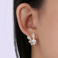 1 Pair Elegant Lady Star Heart Shape Butterfly Plating Inlay Copper Artificial Diamond Ear Studs sku image 43
