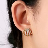 1 Pair Elegant Lady Star Heart Shape Butterfly Plating Inlay Copper Artificial Diamond Ear Studs sku image 39