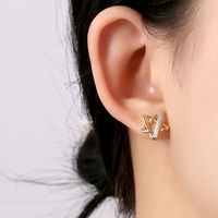 1 Par Elegante Señora Estrella Forma De Corazón Mariposa Enchapado Embutido Cobre Diamante Artificial Pendientes sku image 4