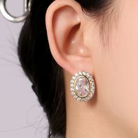 1 Pair Elegant Lady Star Heart Shape Butterfly Plating Inlay Copper Artificial Diamond Ear Studs sku image 55