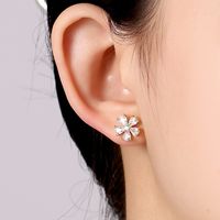 1 Pair Elegant Lady Star Heart Shape Butterfly Plating Inlay Copper Artificial Diamond Ear Studs sku image 13