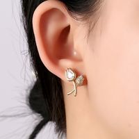 1 Pair Elegant Lady Star Heart Shape Butterfly Plating Inlay Copper Artificial Diamond Ear Studs sku image 19