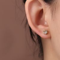 1 Pair Elegant Lady Star Heart Shape Butterfly Plating Inlay Copper Artificial Diamond Ear Studs sku image 6