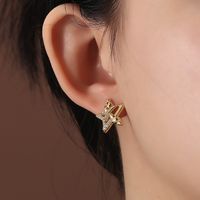 1 Paire Élégant Dame Star Forme De Cœur Papillon Placage Incruster Le Cuivre Diamant Artificiel Boucles D'oreilles sku image 14