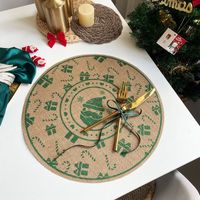 Jute Round Placemat Cotton Linen Dining Table Cushion Shooting Props Heat Proof Mat Christmas Fur Ball Vintage Weave Table Coaster sku image 11