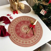 Jute Round Placemat Cotton Linen Dining Table Cushion Shooting Props Heat Proof Mat Christmas Fur Ball Vintage Weave Table Coaster sku image 10