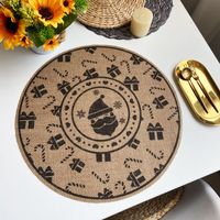 Jute Round Placemat Cotton Linen Dining Table Cushion Shooting Props Heat Proof Mat Christmas Fur Ball Vintage Weave Table Coaster sku image 1