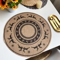 Jute Round Placemat Cotton Linen Dining Table Cushion Shooting Props Heat Proof Mat Christmas Fur Ball Vintage Weave Table Coaster sku image 3
