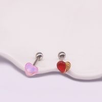 Hip-hop Simple Style Heart Shape Stainless Steel Resin Plating White Gold Plated Tongue Nail main image 2