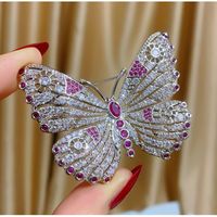 Shiny Butterfly Copper Plating Inlay Zircon Women's Brooches main image 5