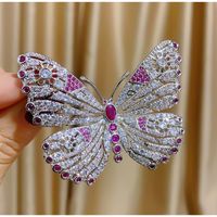 Shiny Butterfly Copper Plating Inlay Zircon Women's Brooches sku image 1
