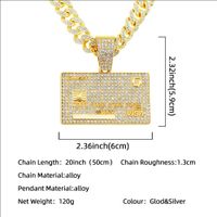 Hip-hop Punk Square Solid Color Alloy Plating Inlay Rhinestones Men's Pendant Necklace main image 2