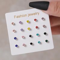 1 Set Casual Elegant Geometric Plating Inlay Alloy Zircon Ear Studs main image 6