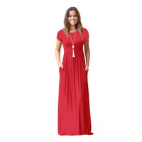 Robe Régulière Pour Femmes Décontracté Col Rond Manches Courtes Couleur Unie Maxi Robe Longue Quotidien Rue main image 6