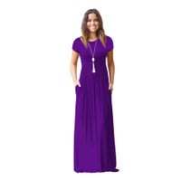 Regelmäßiges Kleid Für Damen Lässiger Rundhals-kurzarm Einfarbig Maxi-langes Kleid Daily Street main image 4