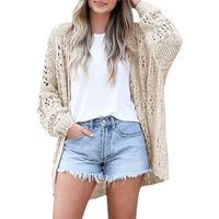 Women's Sweater Long Sleeve Sweaters & Cardigans Hollow Out Casual Solid Color main image 3